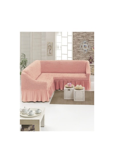 Bürümcük L Köşe Koltuk Örtüsü Lastıkli Standart Pembe - 170112538 Pembe