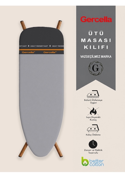 Optimum Plus Xxl 162x60cm Ütü Masası Bezi Örtüsü Kılıfı Gri-turuncu