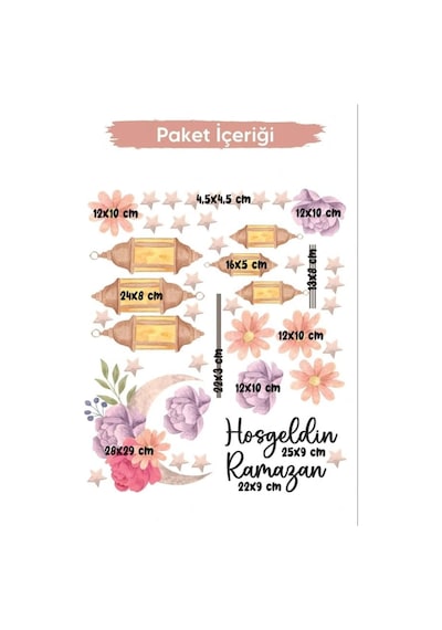 Sticker Hoş Geldin Ramazan Dekorlu Ahşap Kapı Süsü, Ramazan Süsleri, Sahur, İftar