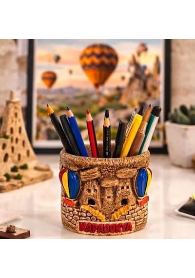 Athstore Kapadokya Peribacası Alçı Kalemlik Yassı