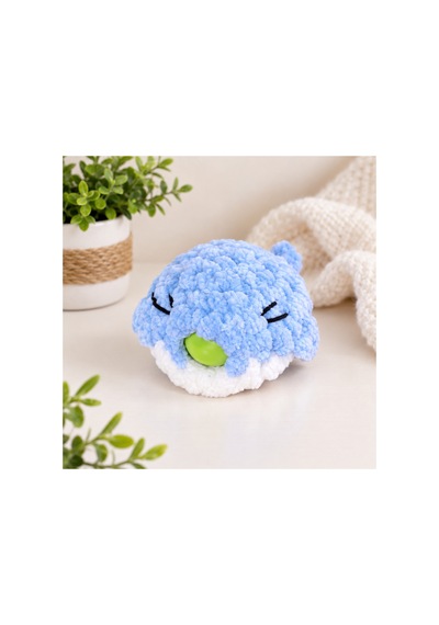 Amigurumi Sakız Şişiren Balık Oyuncak Mavi