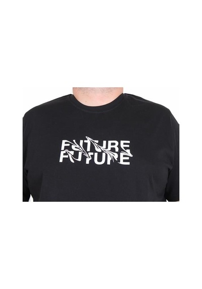 Starbattal Erkek Büyük Beden Sıfır Yaka Tişört The Future 25138 Sıyah Siyah