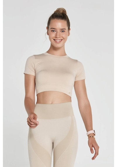 Jerf Captiva Yumuşak Dokulu & Esnek Crop Top Bej