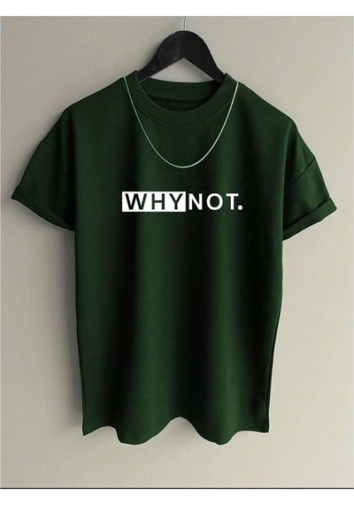 Flood Of Style Unisex Nefti Yeşili Why Not Baskılı Oversize Yeşil