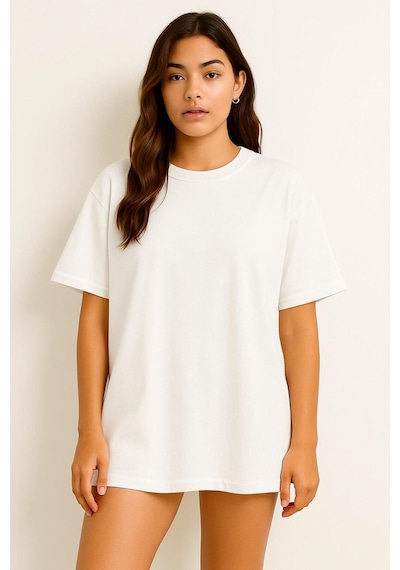 Düz Oversize Unisex Tişört Ycb6 BEYAZ