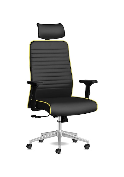 Tekno Yönetici Koltuğu Ergonomik Ofis Sandalyesi Deri Çalışma Koltuğu Siyah Sarı Diğer