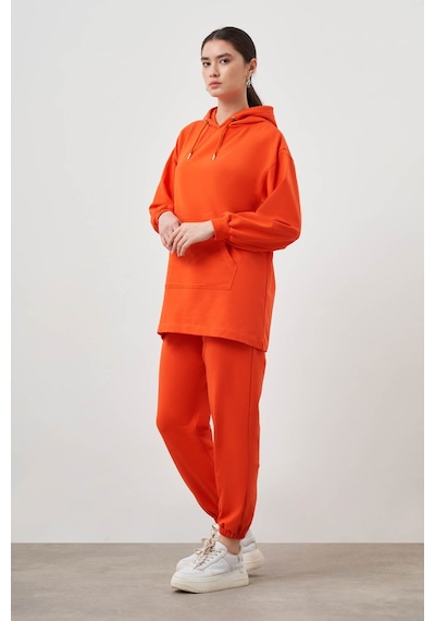 Kanguru Cepli Nar Çiçeği Sweatshirt Narçiçeği