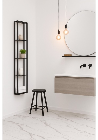 Firuze Metal Banyo, Mutfak Ve Antre Duvar Rafı Siyah Siyah