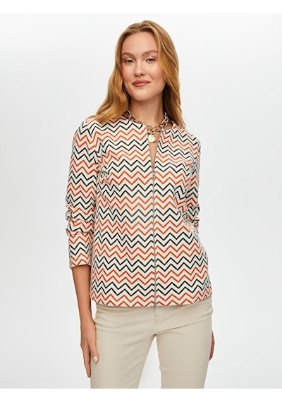 Zigzag Desen Örme Ceket S25ckt024 Us25ckt02473 Ekru