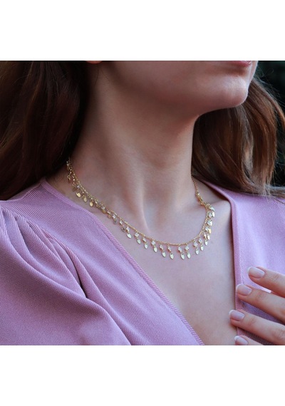 Damla Model Gold Kaplama Zirkon Taşlı Trend Kolye Gümüş