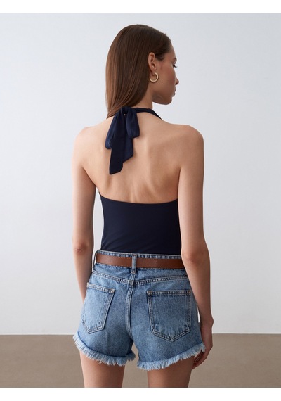 Dilvin 32973 Degaje Yaka Top-k.lacivert