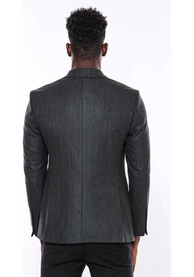 Wessi Slim Fit Desenli Yeşil Erkek Ceket Yeşil