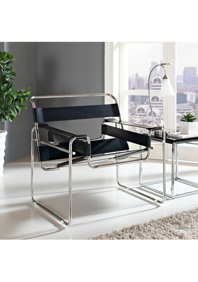 Wassily Chair Modern Tasarım Metal İskelet Deri Oturum İkonik Berjer Koltuk Çok Renkli
