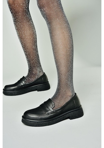 Fox Shoes S996310009 Siyah Kalın Tabanlı Günlük Kadın Ayakkabı Siyah