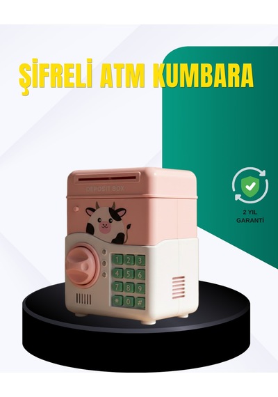 Pembe Şifreli Eğitici Atm Kasa Çocuk Kumbarası - Lisinya