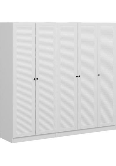 Minar Kale 5 Mebran Panjur Kapaklı 2 Çekmeceli Dolap Beyaz/beyaz 190cm