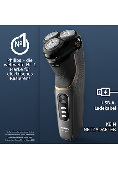 Philips Shaver Series 3000 - Erkekler İçin Elektrikli Tıraş Makinesi, Islak Ve Kuru Tıraş, Siyah, Skinprotect Teknolojili, Katlanabilir Sakal Kesme Makinesi, Şarj İstasyonu Ve Seyahat Çantası Model S3342/13 Philips Shaver Series 3000 - Erkekler İçin Elektrikli Tıraş Makinesi, Islak Ve Kuru Tıraş, Siyah, Skinprotect Teknolojili, Katlanabilir Sakal Kesme Makinesi, Şarj İstasyonu Ve Seyahat Çantası Model S3342/13