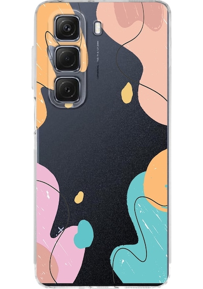 İnfinix Hot 50 Pro İle Uyumlu Karışık Renkler Baskılı Kamera Korumalı Şeffaf Kılıf Şeffaf