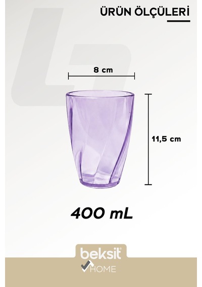 Home Glassy Kırılmaz Polikarbon 6'lı Bardak Lila 400 Ml Lila Lila