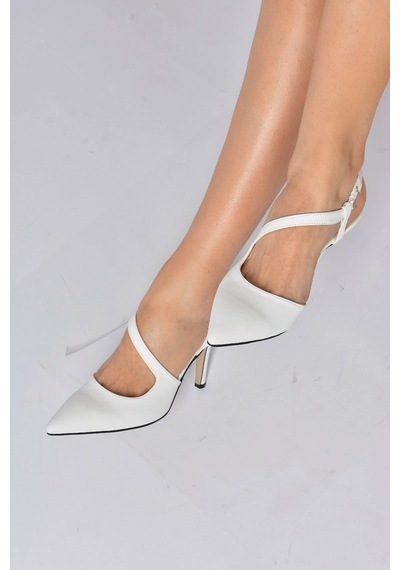 Fox Shoes Beyaz Sivri Burun Kadın Topuklu Ayakkabı K404910809