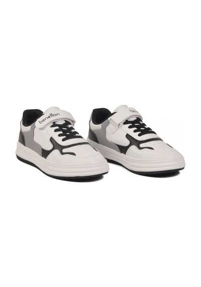 United Colors Of Benetton Beyaz Siyah Cırtlı Hafif Unisex Çocuk Spor Ayakkabı Bnı-10020 F Beyaz-siyah