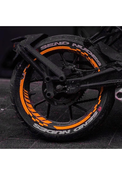 Neon Fosforlu Turuncu İç Dış Motosiklet Jant Şeridi Takımı Çınar Extreme