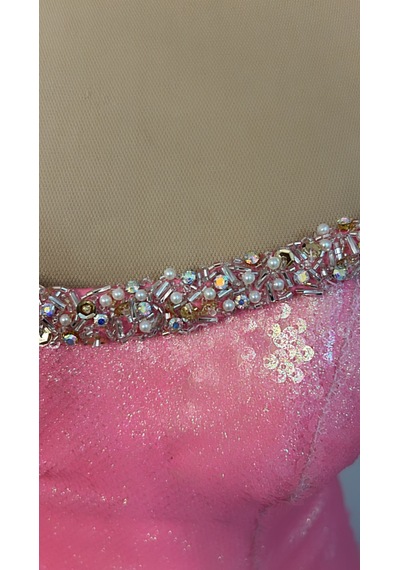 Chica Rosa Fashion Swarowski Taş, İnci Ve Boncuk İşlemeli Pembe Elbise Pearl