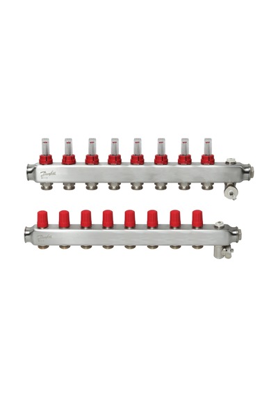 Danfoss 8'li Paslanmaz Çelik Debimetreli Kollektör Seti - 088u0758