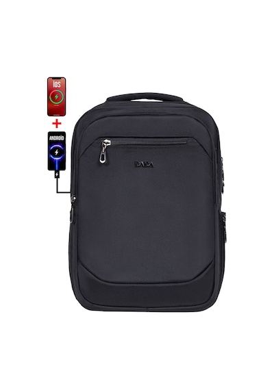 Dada Unisex Siyah Okul Sırt Çanta Orta Boy Lise Üniversite 13,3-14 inç Usb Type-c Su Geçirmez Oxford Kumaş