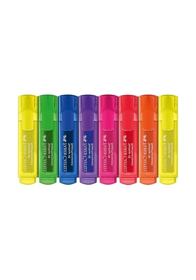 Faber-castell 254648 - Fosforlu Kalem Seti 46, 8'li Kutu, Neon Renkler, Uzun Ömürlü Kesik Uçlu, Çizgi Genişliği 1-5 Mm, Doldurulabilir 124-Pembe