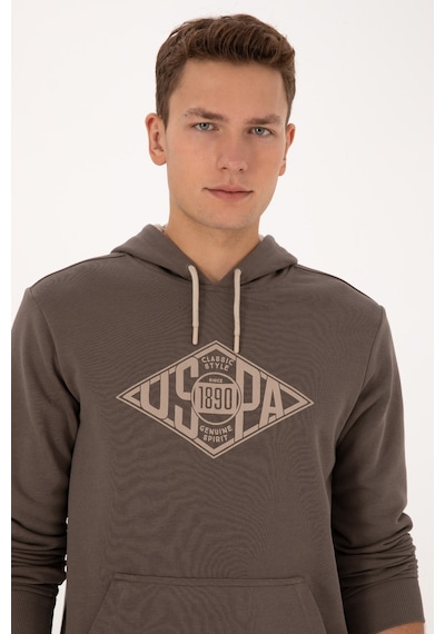 U.S. Polo Assn. Erkek Regular Fit Kapüşonlu Vizon Sweatshirt 2232255