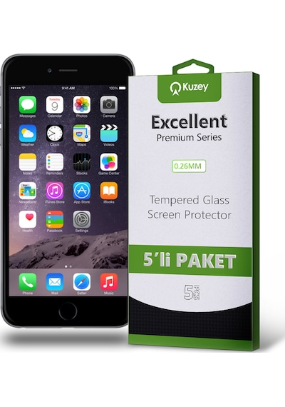 Apple Uyumlu   iPhone 6 Plus ile Temperli Ekran Koruyucu Kırılmaz Cam Ekonomik 5'li Paket