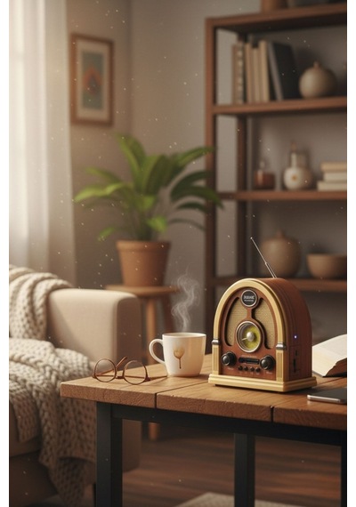 Buffer Orta Boy Kubbe Model Retro Ahşap Tasarım Bluetooth Hoparlörlü Radyo Fm/am Destekli, Şarjlı Ve Taşın
