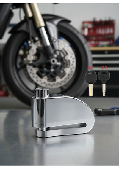 Alarmlı Disk Kilidi 110 Db Sesli Uyarı, Su Geçirmez Motosiklet&bisiklet Disk Fren Kilidi, Krom