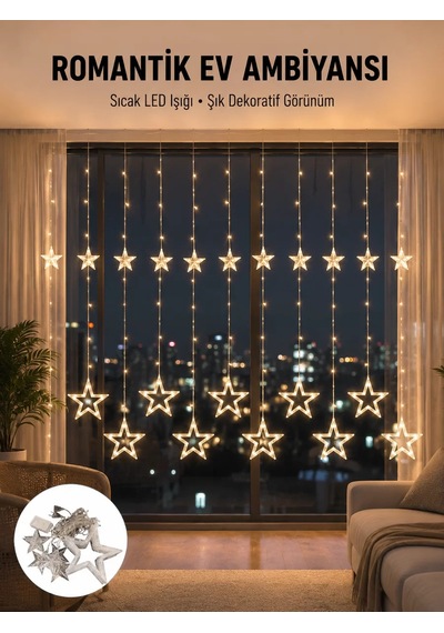 İç Mekan Uyumlu Yıldız Peri Led Perde 3x3 Metre Yeni Nesil Renkli 92548578