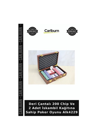 Özel Üretim Oyun Seti Deri Çantalı 200 Chip Ve 2 Adet İskambil Kağitına Sahip Poker Oyunu Alk4229