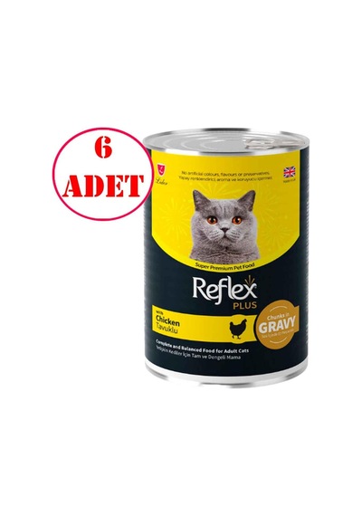 Reflex Plus Kedi Konservesi Sos İçinde Parça Etli Tavuklu 400 Gr 6 Ad