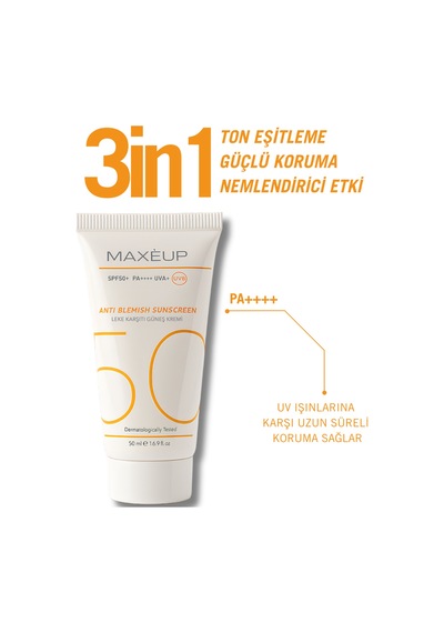 Maxeup Glutatyon Etkili Leke Karşıtı Tüm Ciltler İçin Yüksek Korumalı Güneş Kremi SPF50+ 2 x 50 ML