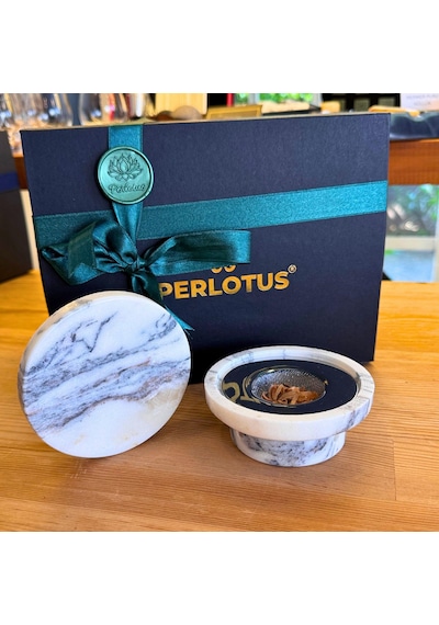 Perlotus Mermer Viski Tütsüleme Aparatı Premium Hediye Kutulu Çakmak, Soğutma Taşları Talaş Seti Menekşe