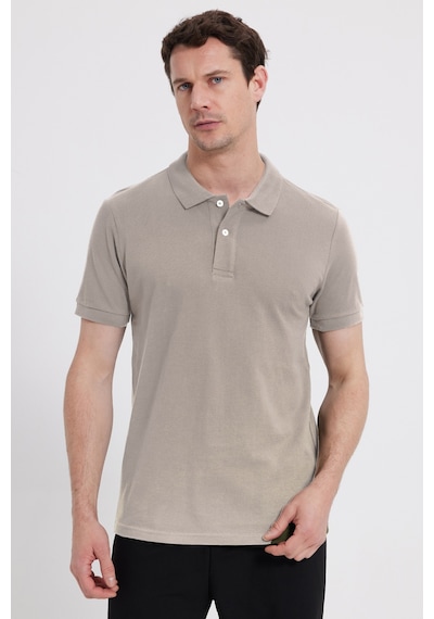 Tudors Slim Fit Dar Kesim %100 Pamuk Erkek Polo Yaka Gri Tişört-46190 Gri