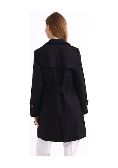 Pastelastore Esnek Pamuk Gabardin Kısa 80cm Omuz Apoletli Kemerli Kadın Trençkot 1120 Siyah Pastelastore Esnek Pamuk Gabardin Kısa 80cm Omuz Apoletli Kemerli Kadın Trençkot 1120 Siyah