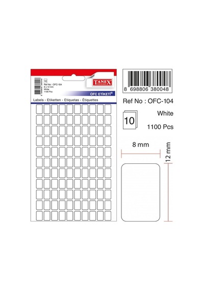 Tanex Ofc-104 Ofis Etiketi 8x12 Beyaz Diğer