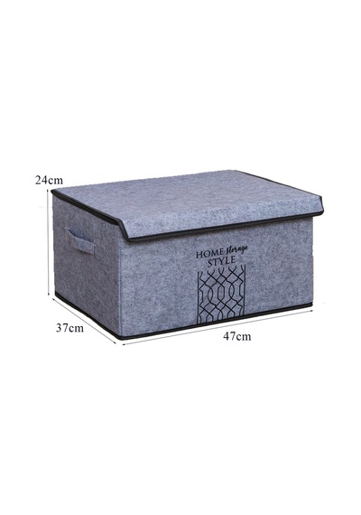 Keçe Kapaklı Çok Amaçlı Maxi Kutu Gri 47x37x24 Cm