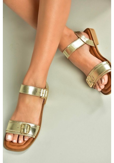 Fox Shoes U944834003 Altın Hakiki Deri Kadın Sandalet Altın-hakiki Deri