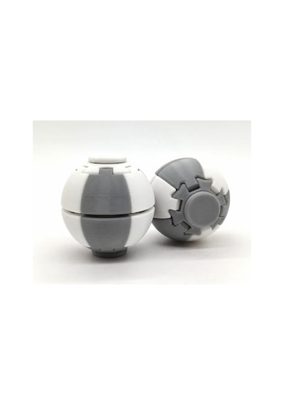 Alvera Press Küresi 3d Baskı Dönüşen Mekanik Fidget Stres Oyuncağı-gri-beyaz