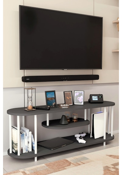 Modern Tv Ünitesi Ahşap Raflı 2 Katlı Televizyon Sehpası Minimalist,dayanıklı, Tv Standı Beyaz Demir Antrasit Modern Tv Ünitesi Ahşap Raflı 2 Katlı Televizyon Sehpası Minimalist,dayanıklı, Tv Standı Beyaz Demir Antrasit