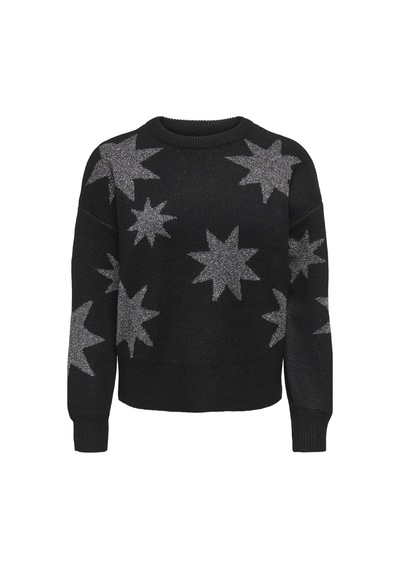 Only Rosie Ls O-neck Glitter Kadın Triko Kazak Işıltılı Bisiklet Yaka Siyah