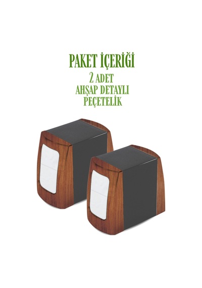 Grimorlife 2 Adet Ahşap Detaylı Çift Taraflı Yaylı Peçetelik Kafe Restaurant Lokanta Büfe Otel Peçetelik Diğer