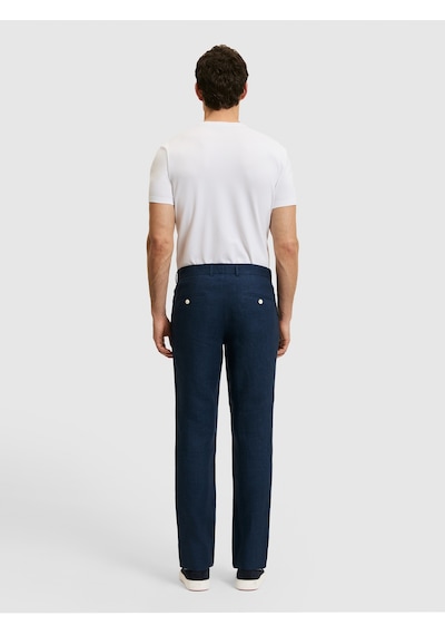Cacharel Lacivert Slim Fit Beli Lastikli %100 Keten Pantolon