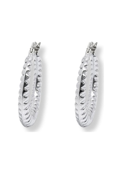 Oya Silver Çizgili Burgu Kadın Gümüş Halka Küpe 2.8x2.8cm